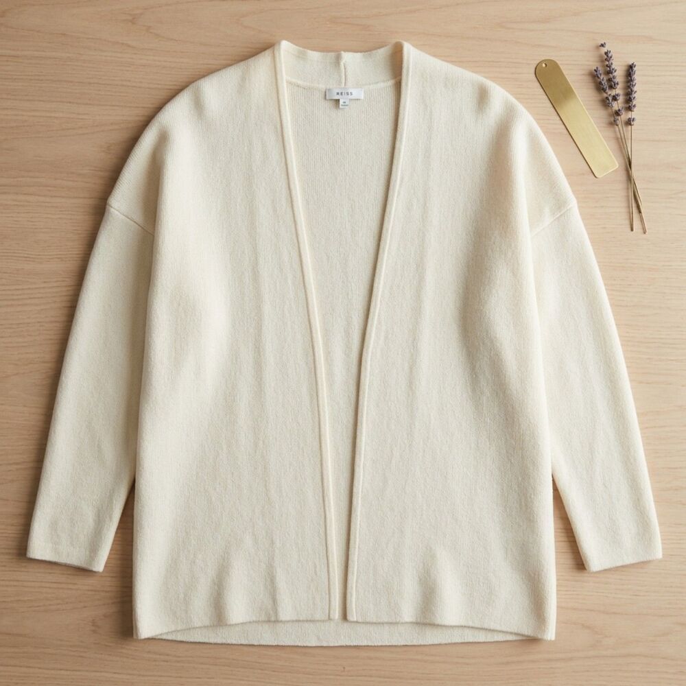 Reiss Cream Open Front Cardigan Sweater Knit Coat Size XS Excellent Condition